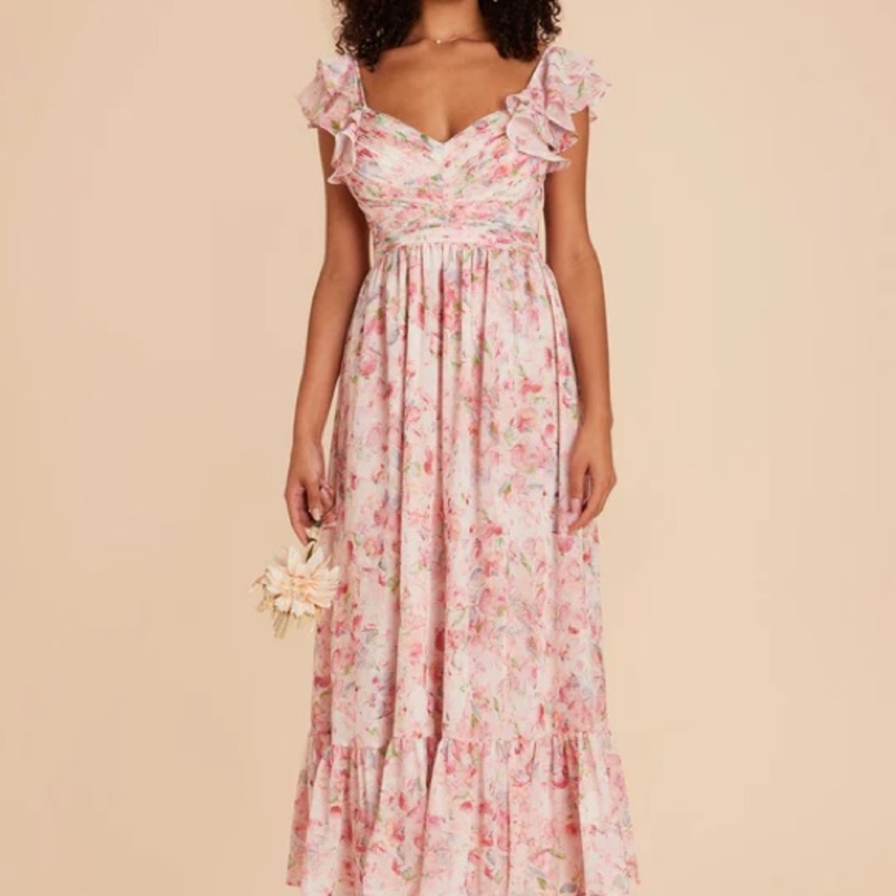 Birdy Grey Pink Sweetheart Maxi Dress with Flutter Sleeves